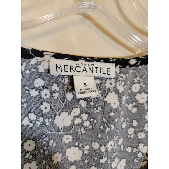 J. Crew Mercantile Women's Faux Wrap V Neck Ruffle Mini Dress Floral Black Small - Picture 4 of 7